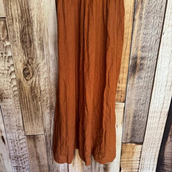 Abercrombie & Fitch Dress Smocked Linen Blend Scrunchy Strap Midi XS Fall NWT - Picture 4 of 9